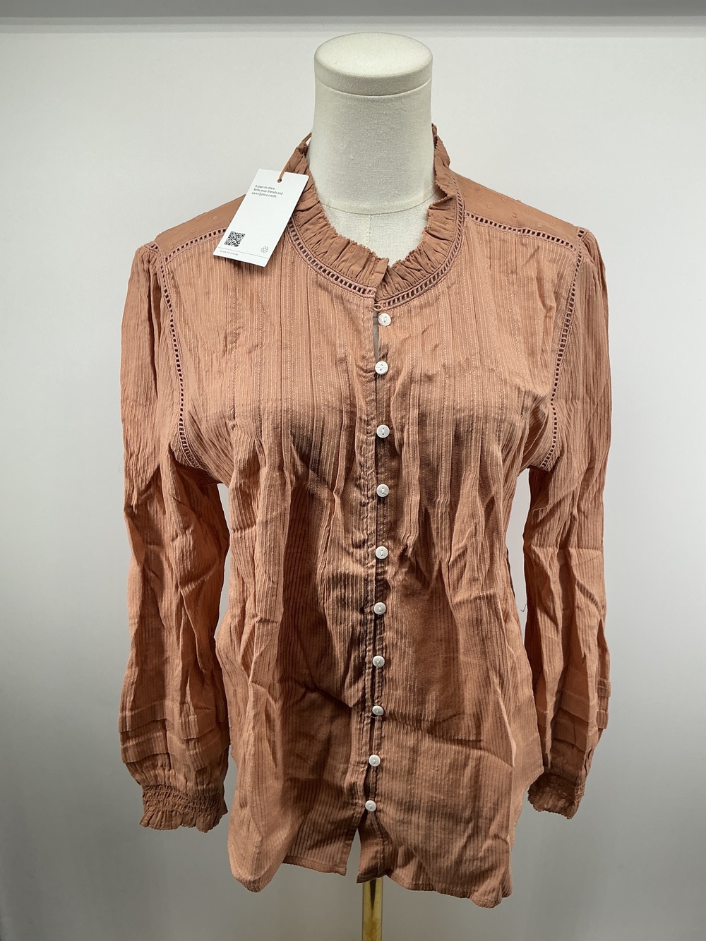 Organic Textured Cotton Peasant Blouse